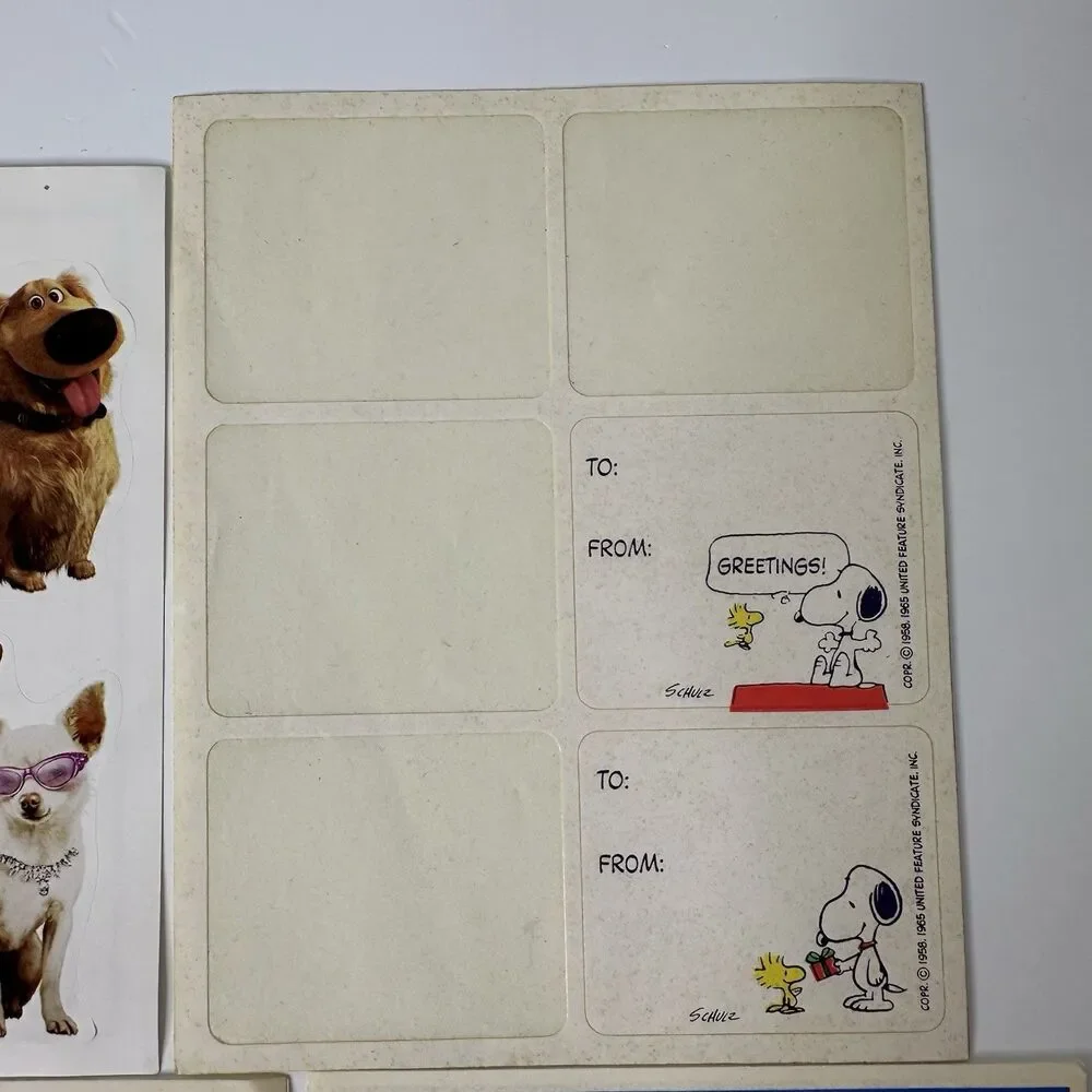 Lot 6 Incomplete Sticker Sheets Vintage & New Disney Hallmark Peanuts Lenticular